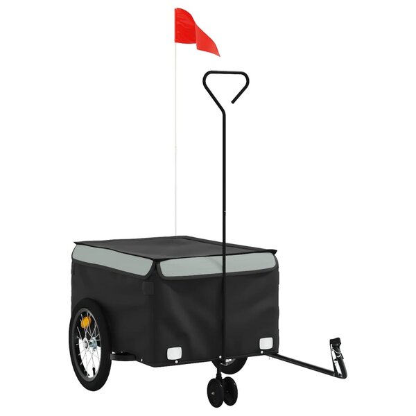 vidaXL Remorque de vélo noir et gris 45 kg fer
