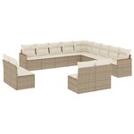 vidaXL Salon de jardin avec coussins 13 Pièces beige résine tressée