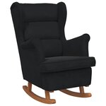 vidaXL Fauteuil à bascule à oreilles en velours noir bois massif