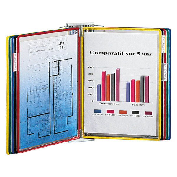 Pochettes protège-documents pivotant tarifold pvc translucide a4 couleurs assorties - 10 pochettes