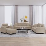 vidaXL Ensemble de canapés 4 Pièces avec coussins Taupe Tissu microfibre