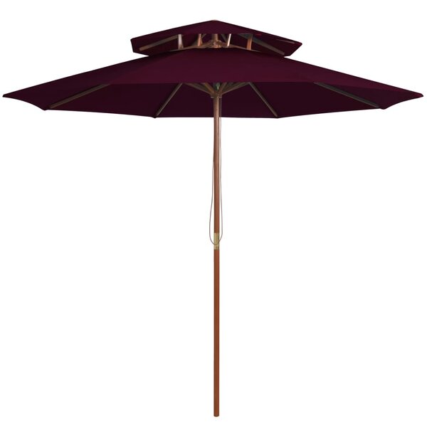 vidaXL Parasol à deux étages avec mât en bois rouge bordeaux 270 cm
