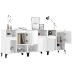 vidaXL Buffets 3 Pièces blanc brillant 60x35x70 cm bois d'ingénierie