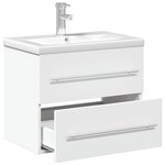 vidaXL Armoire lavabo de salle de bain avec bassin intégré blanc