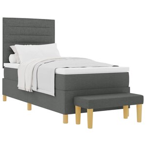 vidaXL Lit à ressorts avec coussin Gris foncé 200 x 90 cm tissu