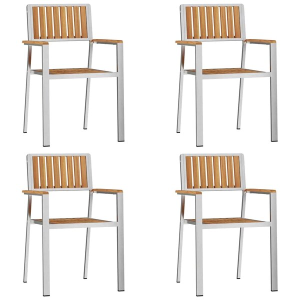 vidaXL Chaise de jardin 4 pc Bois de teck massif et acier inoxydable