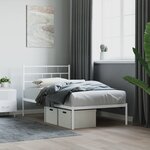 vidaXL Cadre de lit métal avec tête de lit blanc 90x190 cm