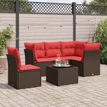 vidaXL Salon de jardin 6 Pièces avec coussins marron résine tressée