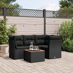 vidaXL Salon de jardin 5 Pièces avec coussins noir résine tressée
