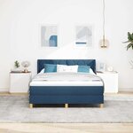 vidaXL Lit coffre avec matelas - Bleu  140 x 190 cm  tissu