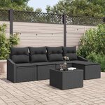 vidaXL Ensemble de canapé de jardin 6 Pièces Noir Poly rotin