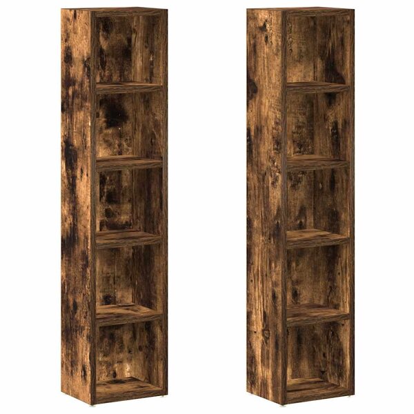 vidaXL Armoires à CD 2 Pièces Chêne fumé 21x16x93 5 cm Bois d'ingénierie