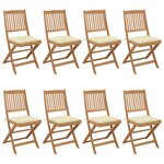 vidaXL Chaises pliables de jardin lot de 8 avec coussins Bois d'acacia