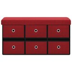 Banc banquette de rangement pliable bordeau x 76 x 38 x 38 cm fau x lin 02_0010961