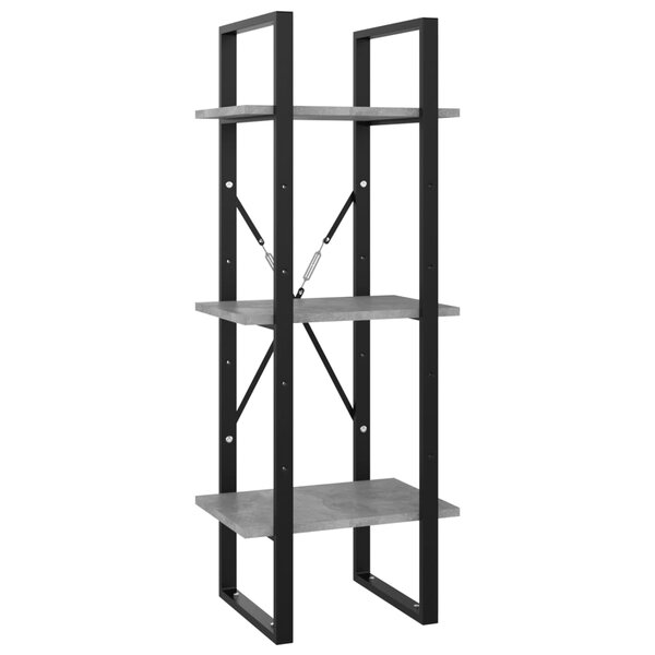 vidaXL Bibliothèque à 3 niveaux gris béton 40x30x105cm bois ingénierie