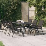 vidaXL Table de jardin Gris et noir 180x80x70 cm Acier et verre