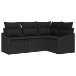 vidaXL Ensemble de jardin de 4 pièces avec coussins en poly rattan noir