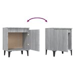 vidaXL Tables de chevet avec pieds en métal sonoma gris 40x30x50 cm