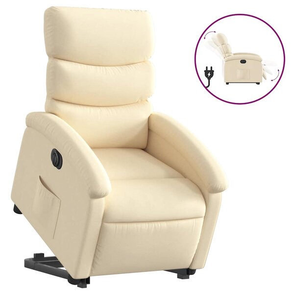 vidaXL Fauteuil inclinable électrique crème tissu