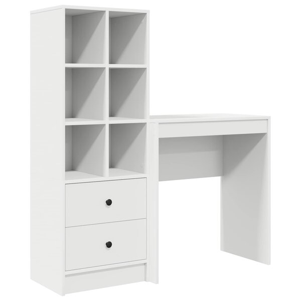 vidaXL Bureau avec tiroir avec étagère avec stockage 2 Pièces Blanc