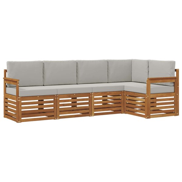 vidaXL Ensemble de canapé d'angle 5 Pièces Gris Naturel et Clair