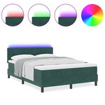 Lit avec matelas et LED vidaXL Vert foncé 140x200 cm Velours