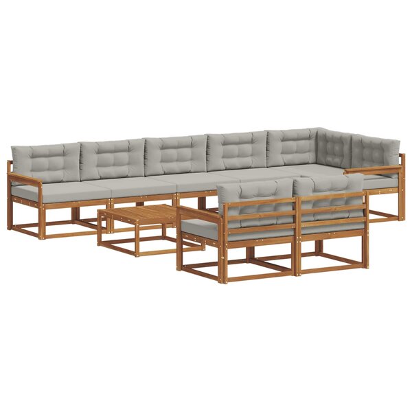 vidaXL Ensemble de canapés d'extérieur 9 Pièces Naturel et gris clair