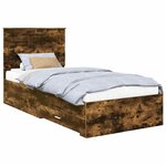 vidaXL Cadre de lit Chêne fumé 90 x 200 cm Bois d'ingénierie