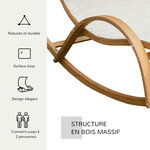 Bain de soleil transat design à bascule 2 pers. tétière & pare-soleil inclus bois pin pré-huilé textilène crème chiné