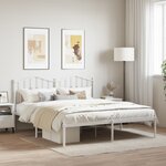 vidaXL Cadre de lit métal avec tête de lit blanc 183x213 cm
