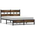 vidaXL Cadre de lit en métal sans matelas chêne fumé 135x190 cm