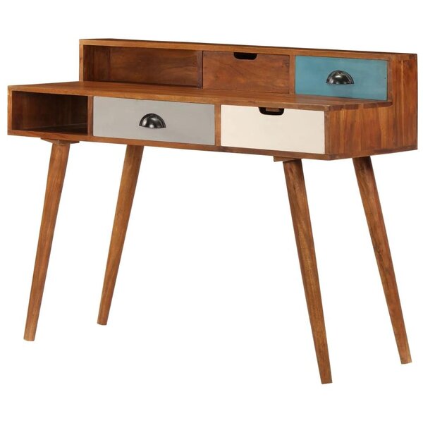 Bureau table meuble travail informatique 110 cm bois d'acacia solide 0502115
