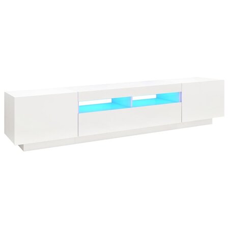 vidaXL Meuble TV avec lumières LED Blanc 200x35x40 cm