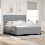 vidaXL Lit à ressort LED avec matelas Gris clair 180 x 200 cm tissu