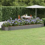 vidaXL Lit surélevé de jardin Acier galvanisé 450x140x36cm gris