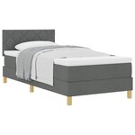 vidaXL Lit à ressorts avec coussin Gris foncé 90 x 190 cm tissu