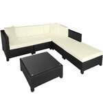 Tectake Salon bas de jardin AMY 5 places avec 2 sets de housses - noir