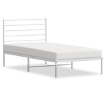 vidaXL Cadre de lit métal sans matelas et tête de lit blanc 100x200 cm