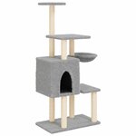 vidaXL Arbre à chat avec griffoirs en sisal Gris clair 131 cm