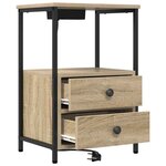 vidaXL Table de nuit avec station de chargement 2 Pièces Chêne sonoma