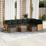 vidaXL Salon de jardin avec coussins 10 Pièces gris résine tressée