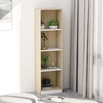 vidaXL Bibliothèque à 4 niveaux Blanc et chêne sonoma Bois ingénierie