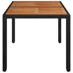 vidaXL Table de jardin dessus en bois Noir 90x90x75 cm Résine tressée