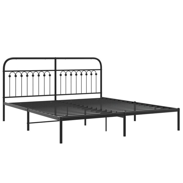 vidaXL Cadre de lit métal avec tête de lit noir 183x203 cm