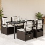 vidaXL Ensemble à manger de jardin 5 Pièces et coussins marron poly rotin