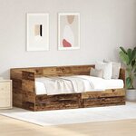 vidaXL Cadre de lit de jour avec tiroirs Bois ancien 75 x 190 cm