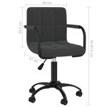Chaise fauteuil siège pivotante de bureau informatique étude velours noir 02_0024166