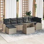 vidaXL Ensemble de canapé de jardin avec coussin 8 Pièces Gris clair