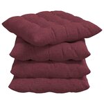 vidaXL Coussins de siège 4 Pièces Bordeaux 40 x 40 x 6 cm tissu