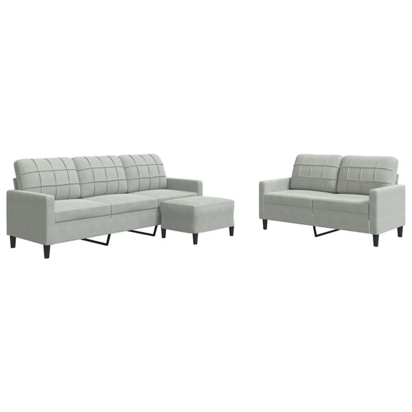 vidaXL Ensemble de canapés 3 Pièces avec coussins Gris clair Velours